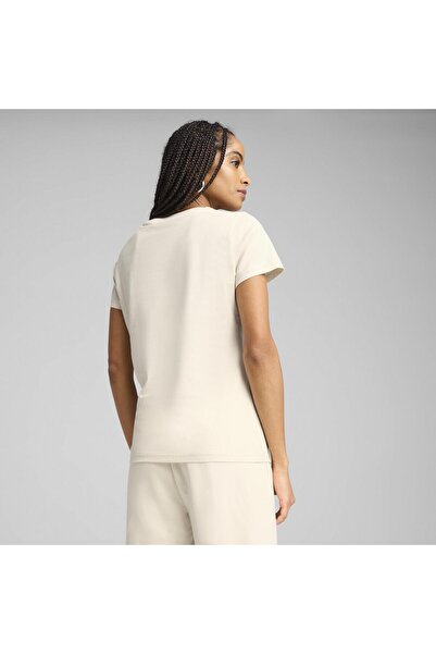 Puma T-shirt ESS SCRIPT Tee Bej Kadın Kısa Kol