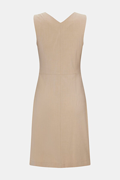 W Collection BEJ MİNİ DAR KALIP V YAKA ELBİSE