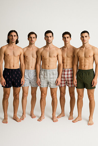 KENN PAUL 5'li Erkek Poplin Boxer %100 Pamuk 2XL