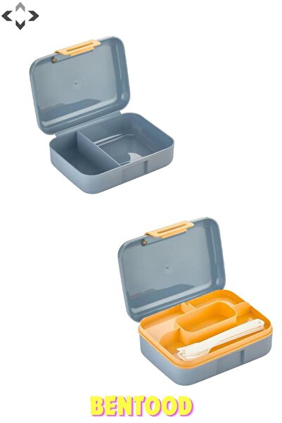 LİGROUND Gray & Blue 2-Layer 5-Compartment Bentood Lunch Box - Lockable Lid, Multi-Purpose Food Storage Container