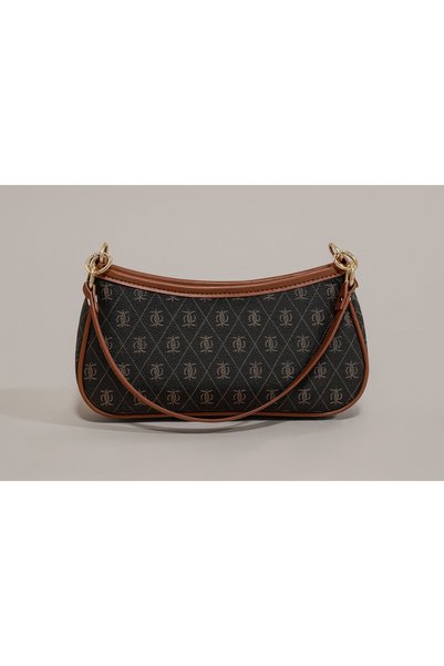 RumyaCollection Women's Patterned Zipper Closure Shoulder Bag Bitter Brown Tan