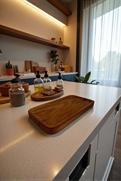 ANJEAHOME Larvik Natural Wooden Presentation Plate, Snack Plate, Object, Oil Dish and Soap Dish Base (12X22 cm) Organizer