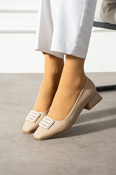 MERVESTORE وأشار اصبع القدم مشبك التفاصيل أحذية نسائية بكعب قصير