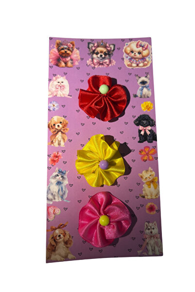 Hubjua Royal Cat Dog Pencil Buckle 3 Pieces Orchid Design Stone Model in Mixed Colors