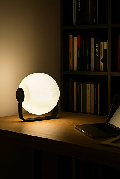 SERÜVENTR Luminor Abajur - Dekoratif Aydınlatma - Şık Tasarım – Siyah&Beyaz