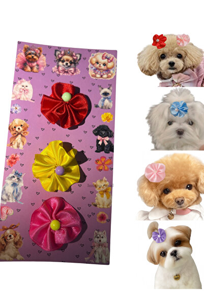 Hubjua Royal Cat Dog Pencil Buckle 3 Pieces Orchid Design Stone Model in Mixed Colors