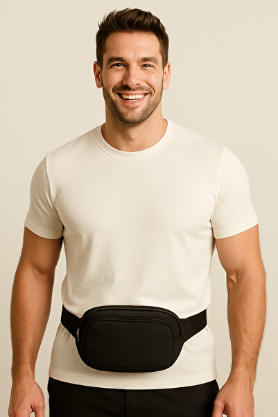 Sofia Bodybag Unisex Üniversitelilere Uygun Siyah Erkek Ve Kadın Omuz Ve Bel Çantası