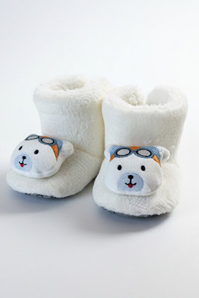 pufien Winter Booties, Teddy Bear Plush Boots, Comfortable and Non-Slip Sole with Fleece Bear Pattern, for Babies and Children