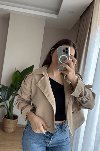 SEHOCO BUTİK Bej Kısa Trençkot