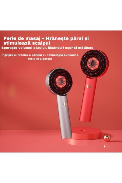 MACASORE Perie Masaj XYT-0806, USB-C, Rezistentă la Apă, Lumini Roșii/Albastre, Îngrijire Păr