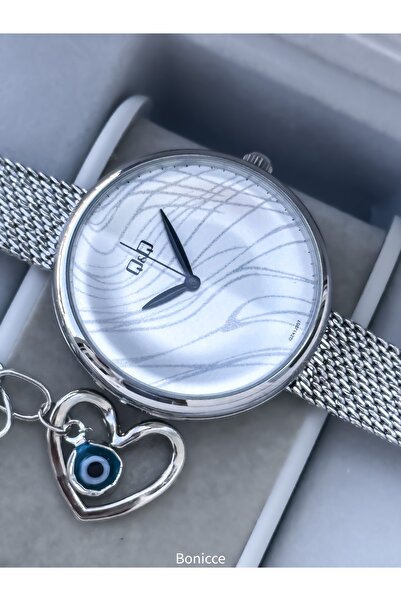 Q&Q Gümüş Çelik Kordon, Su Geçirmez, Şık Kadın Kolsaati+bileklik