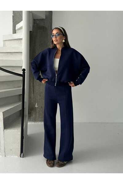 olalapasha Prugasti set trenerke sa detaljima na patentni zatvarač Čupkani ma...