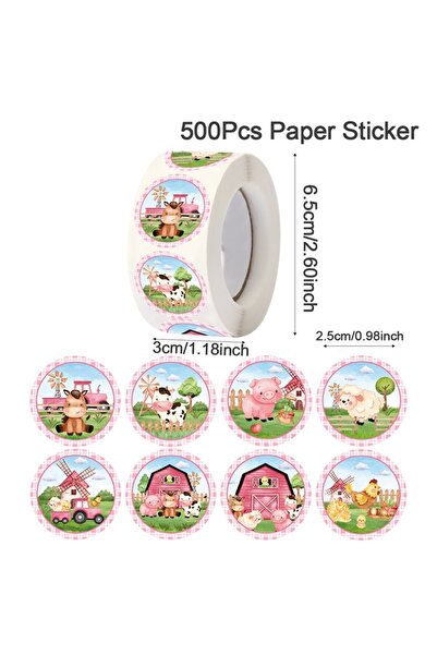 Choice 2.5 سم ب 500 قطعة/لفة ملصقات حيوانات المزرعة أكياس الحلوى ملصق الختم م...