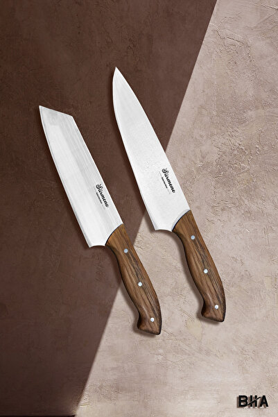 bha Sürmene BHA Ahşap Şef Çiftler Şef Santoku Çeyiz Günlük Kullanım İki Parça...