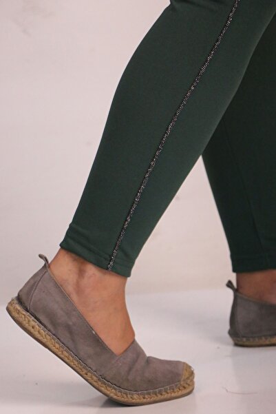 Eslina F-29506 Plus Size Side Stripe Scuba Tights - Emerald