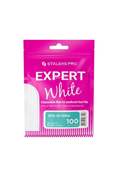 STALEKS EXPERT 10 Pedikür Törpü İçin Yedek Beyaz Törpüler, 100 Grit (30 Adet)