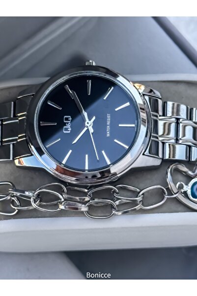 Q&Q Steel Band,Silver Color,Small Case, Polite Wristwatch+Bracelet