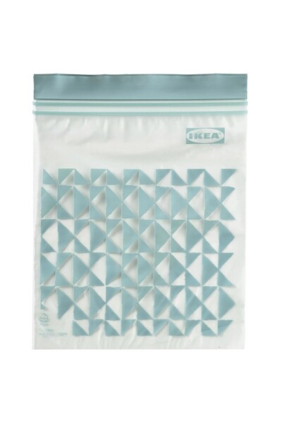 IKEA Istad 1 Lt 18 X19 Cm Mavi Desen Kilitli Buzdolabı Poşeti Saklama Torbası