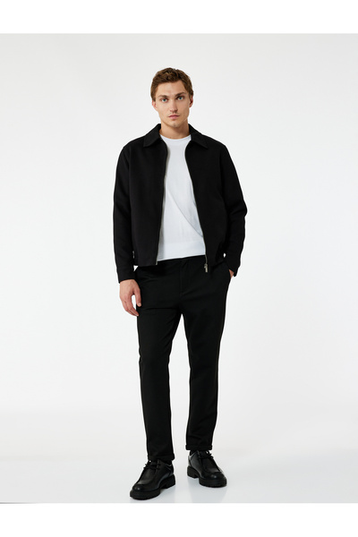 Koton Pocket Detailed Buttoned Pique Fabric Waist Lace up Trousers