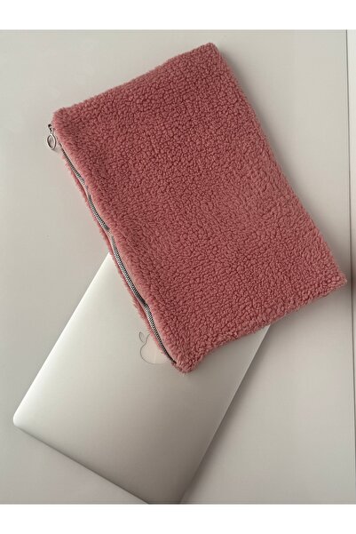 BABY KANGAROO Pink Plush Fabric Soft Computer Bag, Laptop Cover, Heart Pattern Lined Notebook Cover