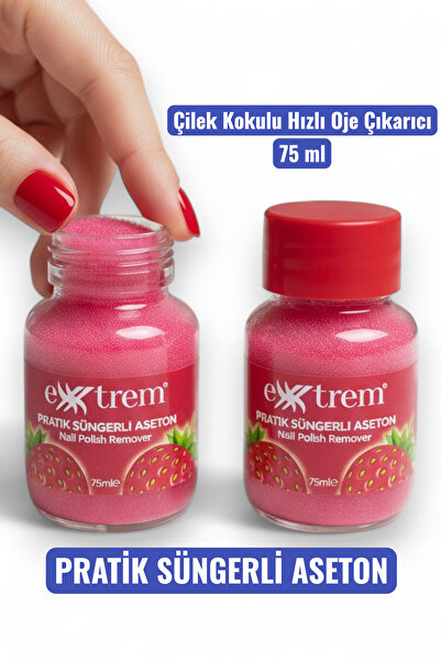 Extrem Pratik Süngerli Aseton - Çilek Kokulu Hızlı Oje Çıkarıcı 75 ml