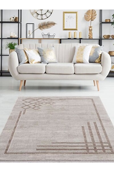 PetraHomeLiving Breda Modern Salon Halısı Kahverengi Dekoratif Oturma Odası A...