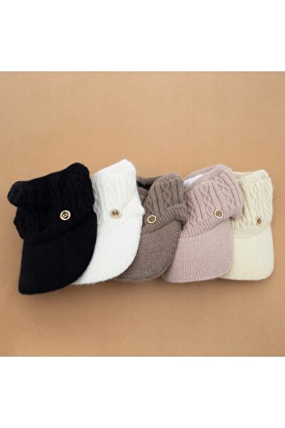 Freya Pembe Kışlık Triko Tepesi Açık Yarım Vizör Şapka