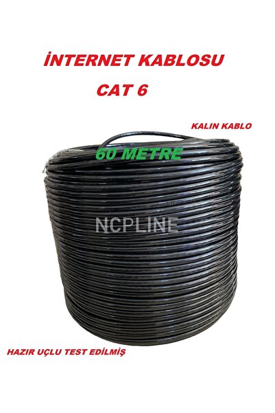 NcpLine 60 Metre 60 Mt Internet Kablosu Cat 6 Kalın Bakır Kablo Hazır Yapılı ...