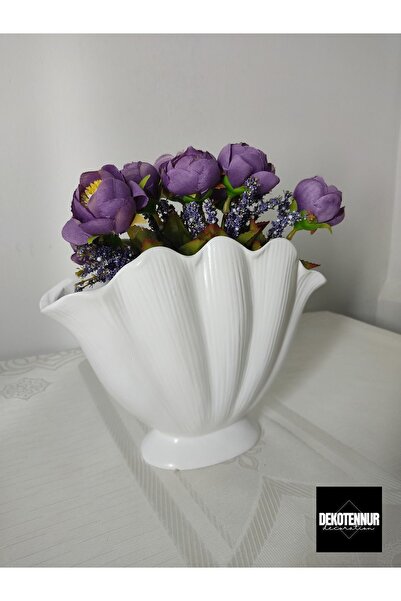 DEKOTENNUR Beyaz Istiridye Vazo