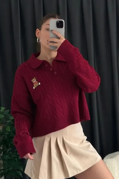 DAMGA Collection Pulover tricotat moale cu model ursuleț