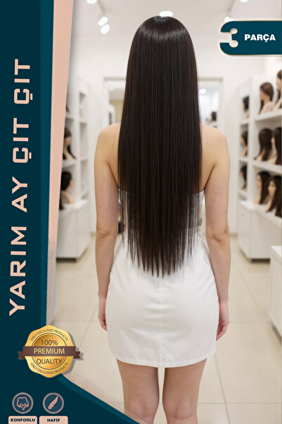 KONAK PERUK Ανοιχτό καφέ συνθετικό ίνες ίσιο μισό φεγγάρι + 2 πλαϊνά κουμπώματα