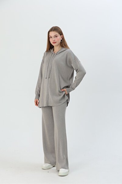 DAMGA Collection Women's Glittery Bottom Top Zippered Hooded Suit