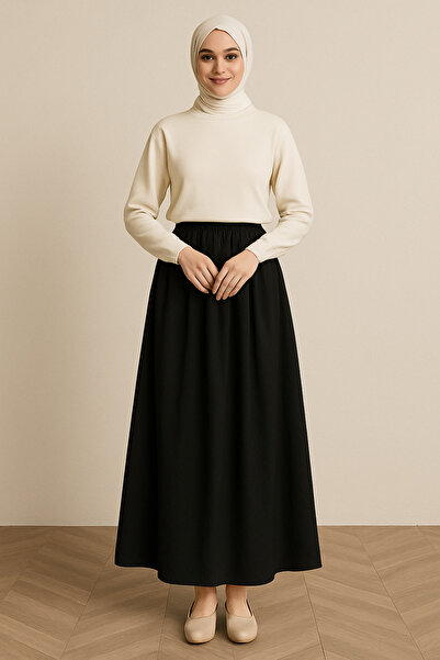 Misue Handmade Long Poplin Skirt with Elastic Waist, Premium Quality Skirt, 1...