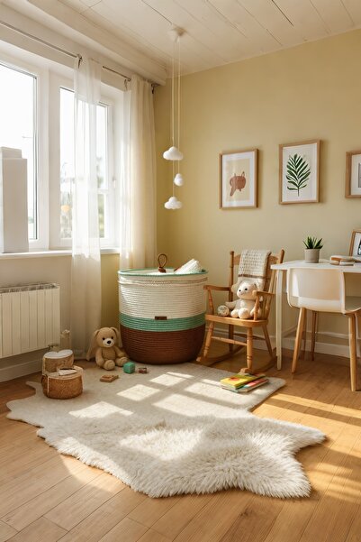 Zuviel Deco Handmade 35X35 Lined and Covered Children's Room - Dirty Basket