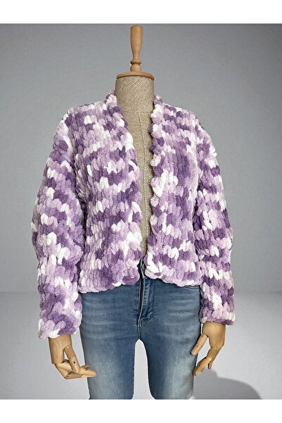 Zuviel Deco Handmade Handmade Lavender Puffy Chunky Cardigan