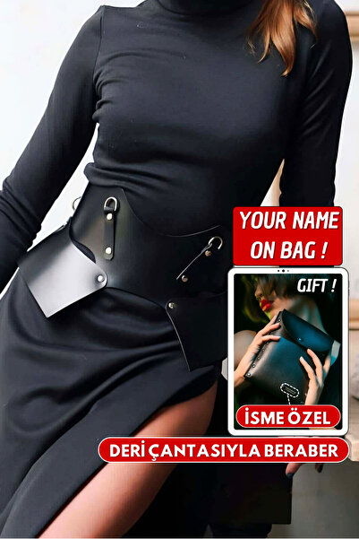 Angels Passion Ön Ve Arkası Çift Taraflı Kullanılabilen Şık Elbise Üzeri Deri Kemer