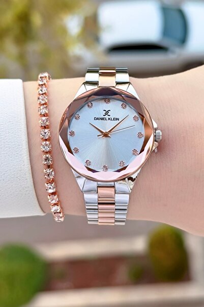 Daniel Klein Cut Glass Women's Wristwatch and Bracelet