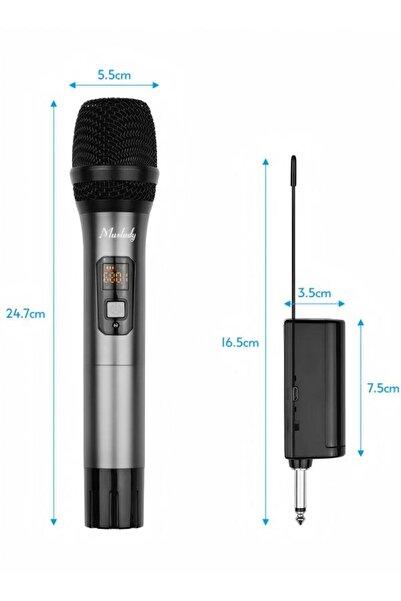 Generic ميكروفون لاسلكي من موسلادي مزود بـ 16 قناة I7313-1-G فضي