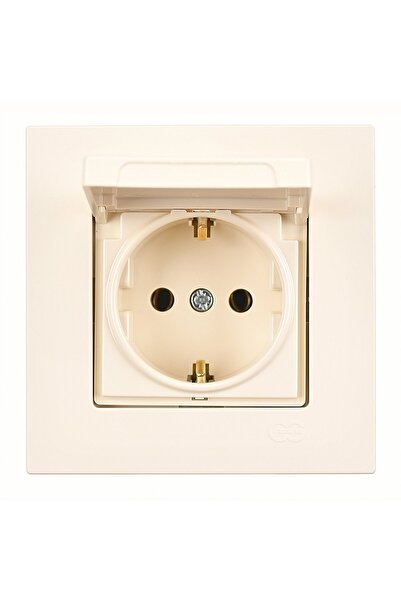 Günsan Eqona Krem Kapaklı Topraklı Priz