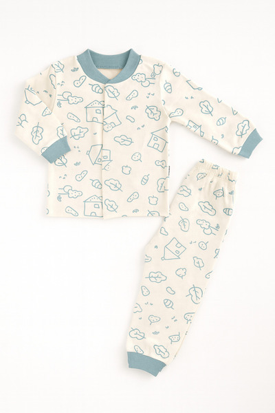 mini mia Pamuklu Yumuşak Rahat Kullanım Çıtçıtlı Bebek Pijama Takımı