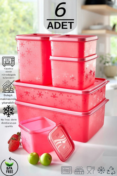 DEFCİN Kutup 6-Piece Deep Freezer Storage Container Set Icebox Defrost Nofrost Containers Alaska No Frost
