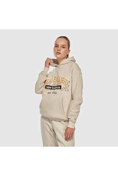 New Balance 3406 Erkek Bej Kapüşonlu Sweatshirt