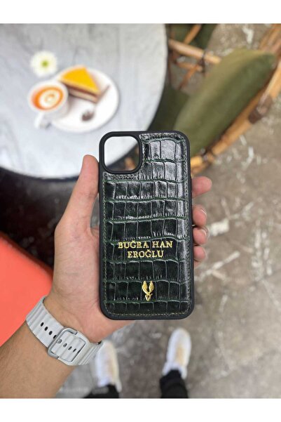 VİSSO İphone 13 Pro Uyumlu Deri Kişiye Özel Isim Baskılı Kadın Erkek Model Te...