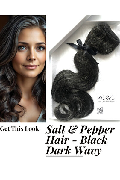 keep calm & Clip Em In - Clip-in Hair Extensions - Salt and Pepper Black Dark...