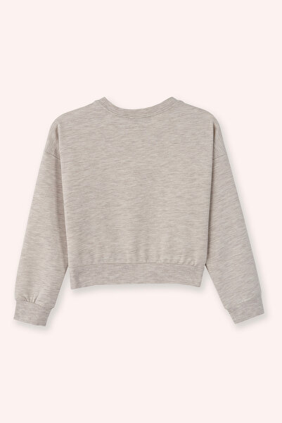 Panço Beige Melange Sweatshirt for Girls