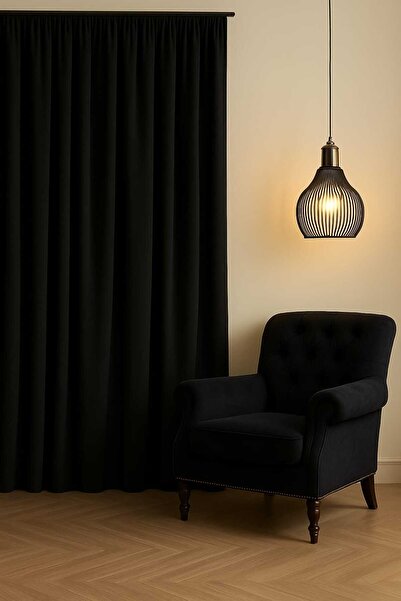 ViVeri Blackout Işık Geçirmaz Fon Perde(Siyah)Büzgülü Ekstraforlu Karartma Güneşlik(ENXBOY)