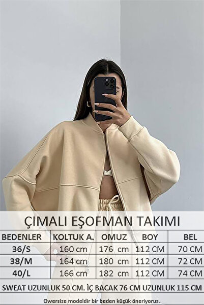 Neşeli Butik Γυναικείο χτενισμένο βαμβακερό ύφασμα με 3 κλωστές GTS022 - Μπεζ