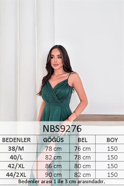 Neşeli Butik Women Adjustable Strap Slit Tulle Evening Dress Rys9276