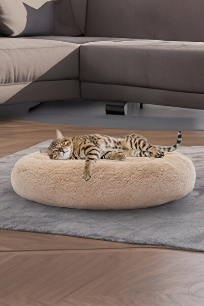 PUGALO Peluş Kedi ve Köpek Yatağı Krem Renkte, Pugalo Ekonomik Kedi Yatağı