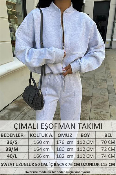 Neşeli Butik Γυναικείο χειμερινό κάτω μέρος φόρμας NB0022 - Γκρι